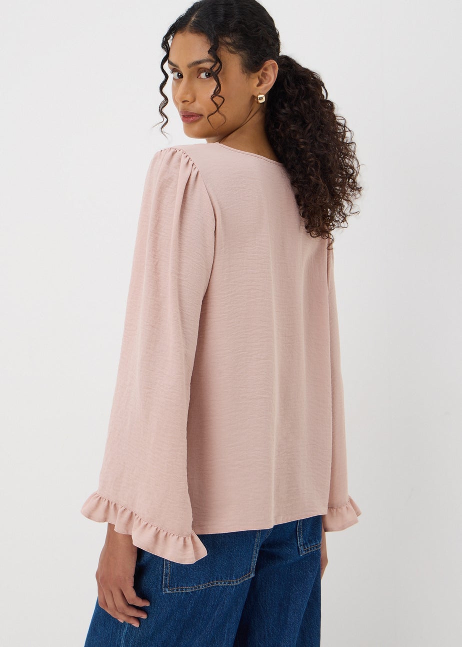 Pink Frill Sleeve Blouse