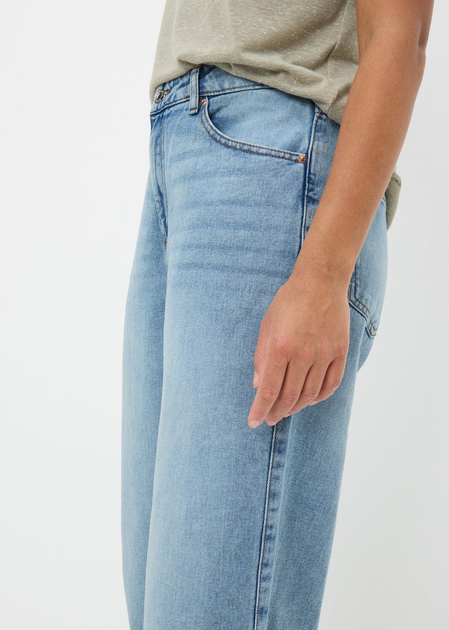Blue Light Wash Wide Leg Cropped Jeans