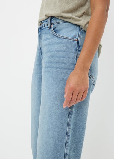 Blue Light Wash Wide Leg Cropped Jeans