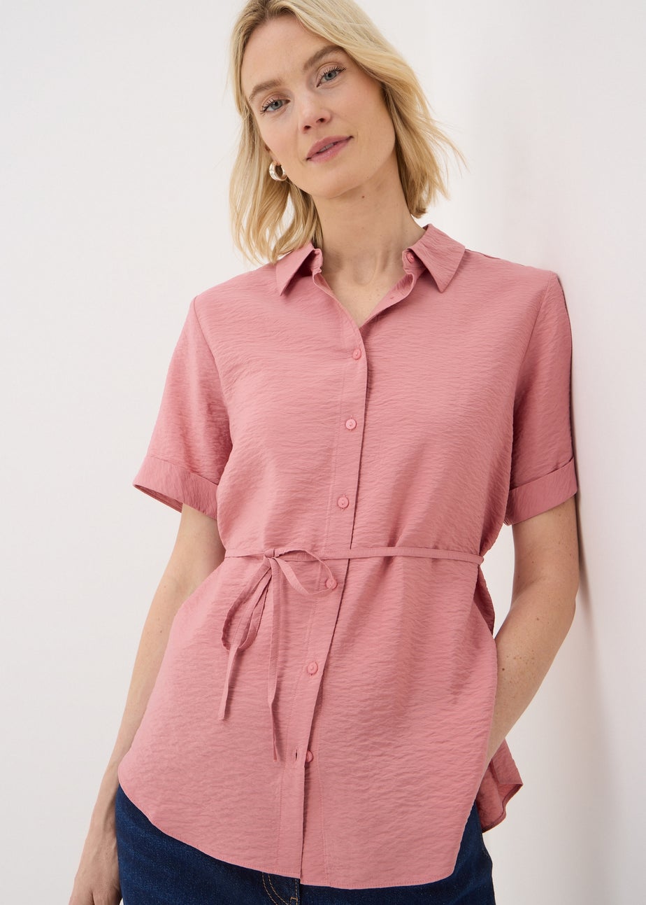 Pink Short Sleeve Tie Shirt