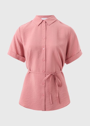 Pink Short Sleeve Tie Shirt