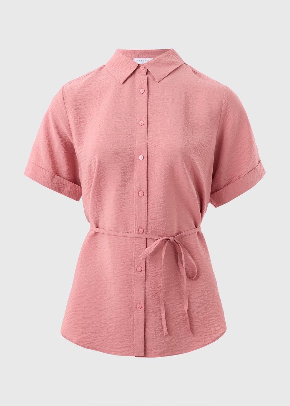 Pink Short Sleeve Tie Shirt