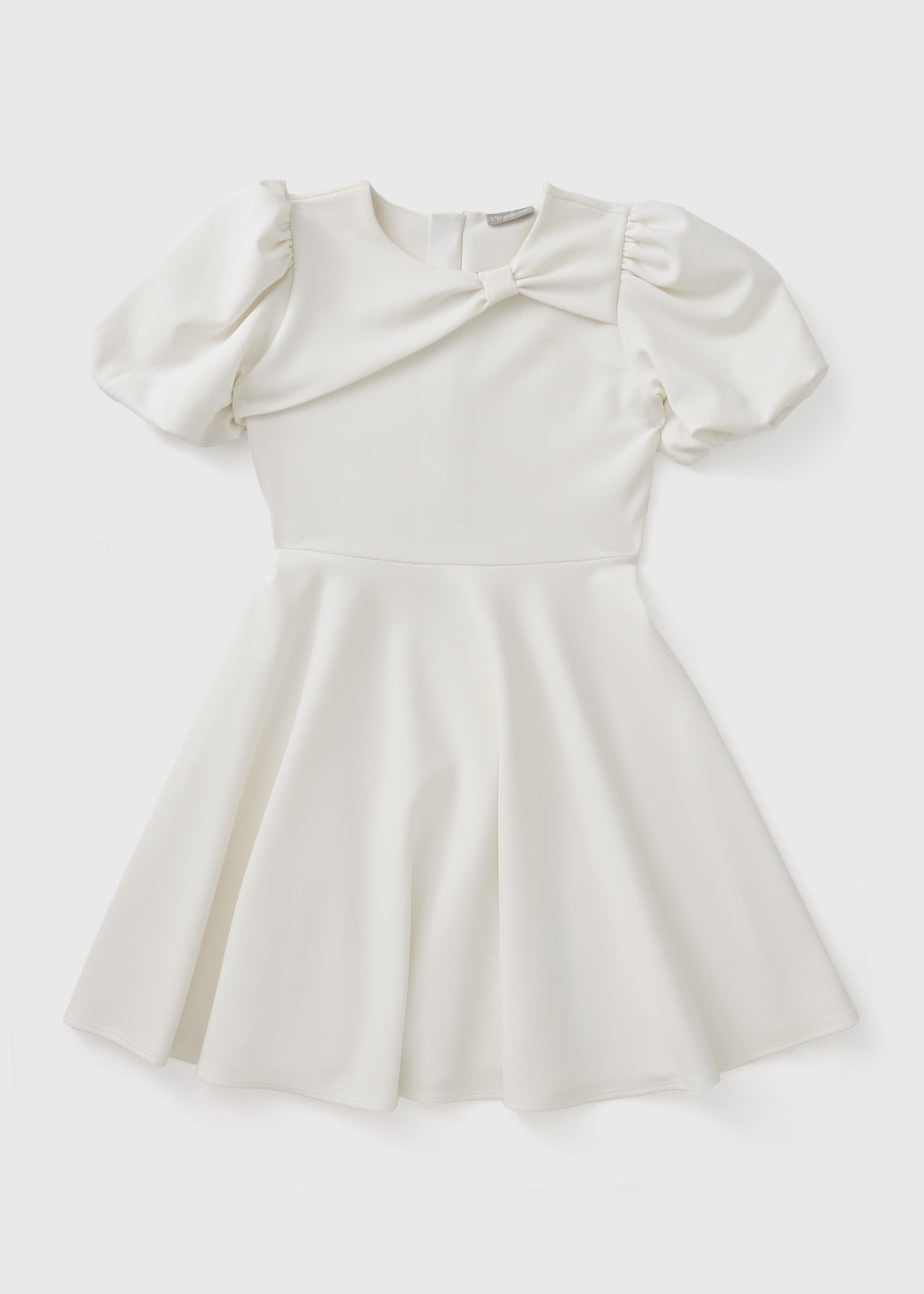 Girls White Scuba Dress