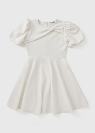 Girls White Scuba Dress
