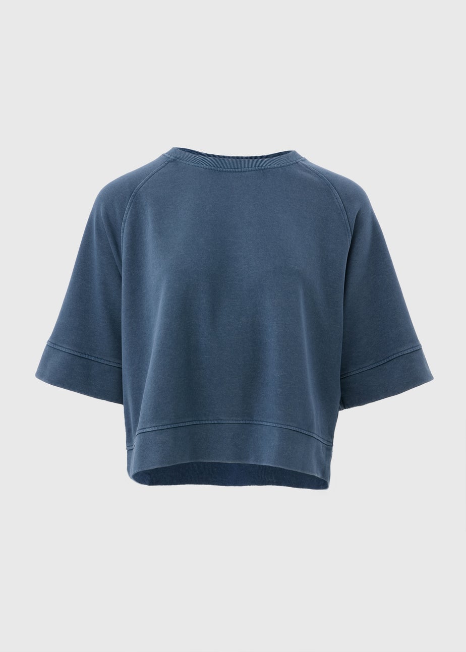 Blue Acid Wash Short Sleeve Top