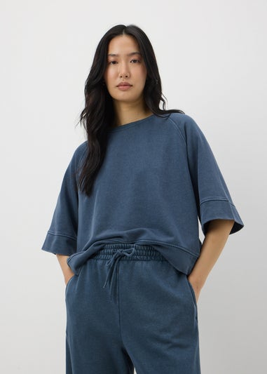 Blue Acid Wash Short Sleeve Top