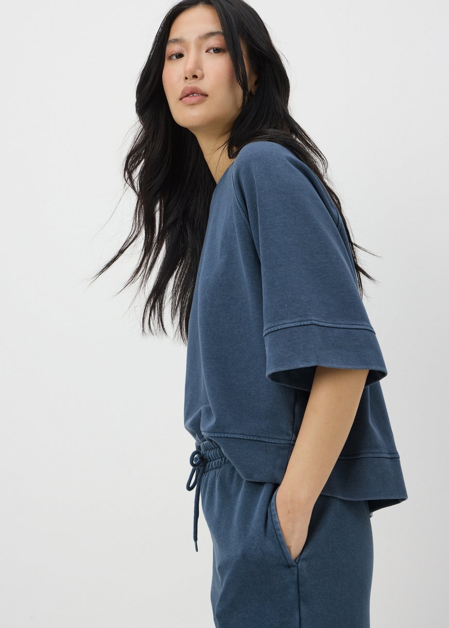 Blue Acid Wash Short Sleeve Top