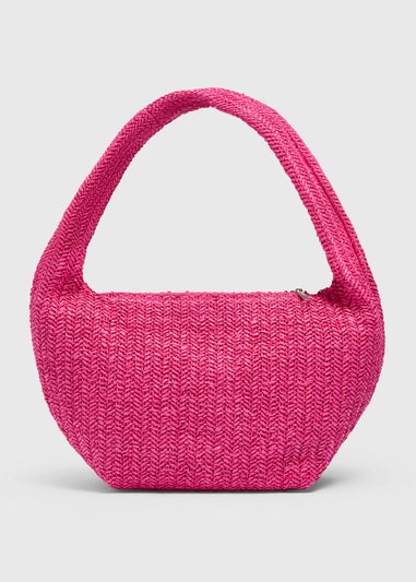 Pink Straw Shoulder Bag