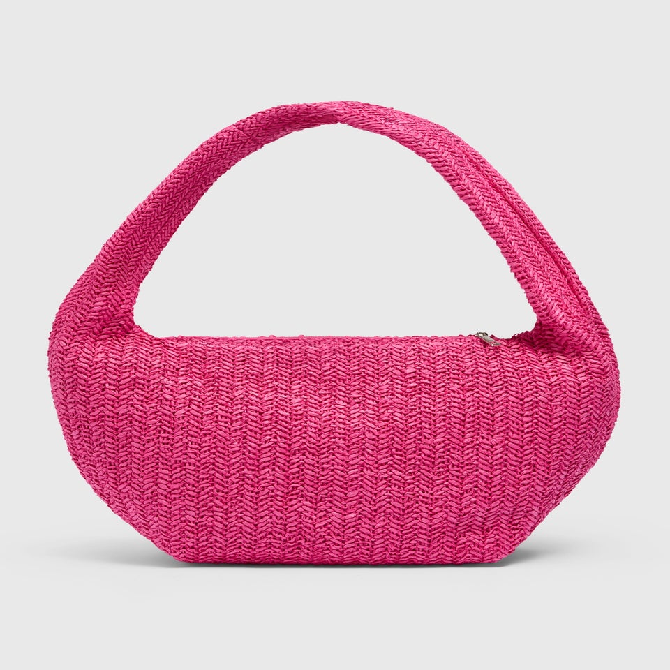 Pink Straw Shoulder Bag
