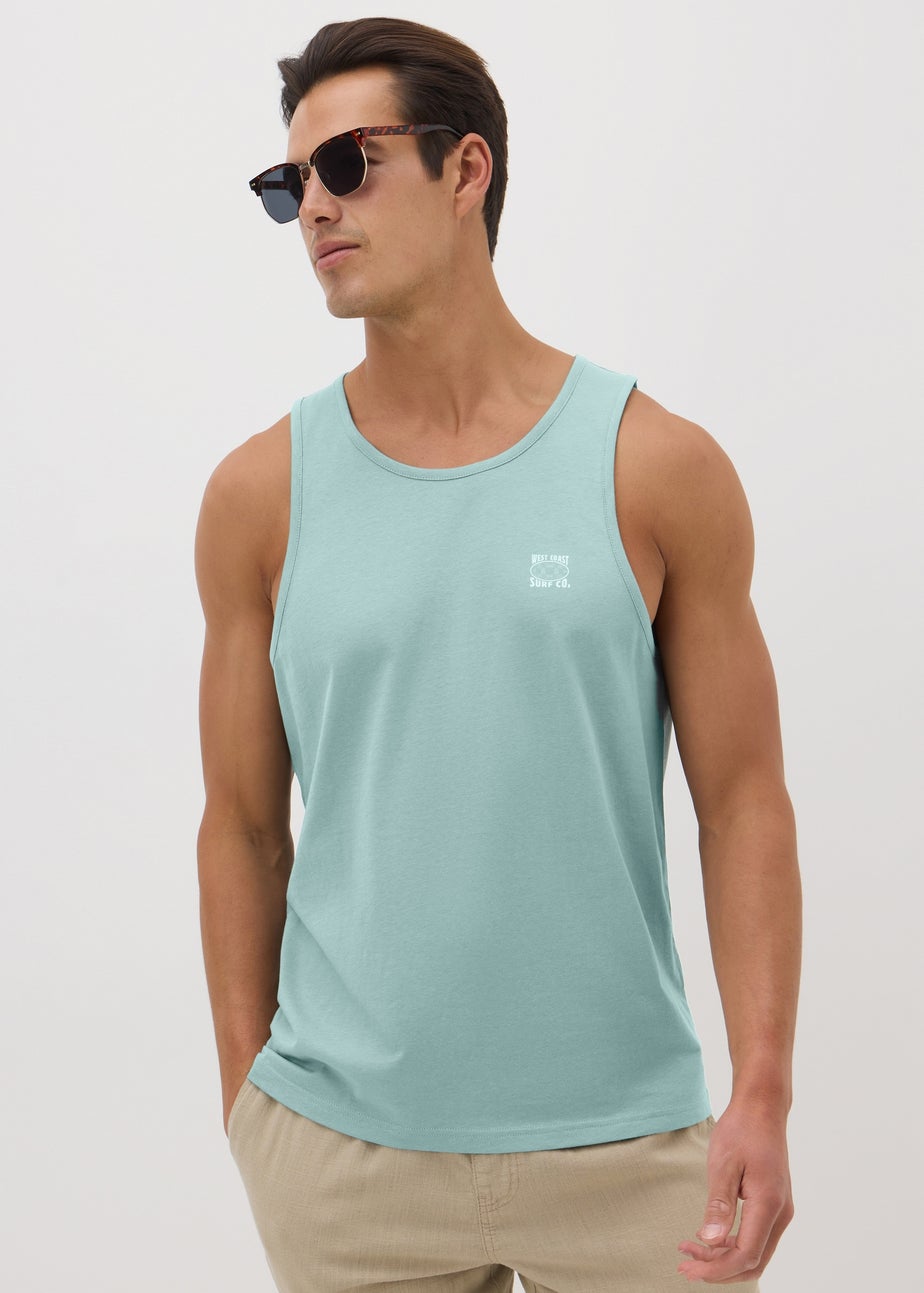 Teal Surf Ringer Vest