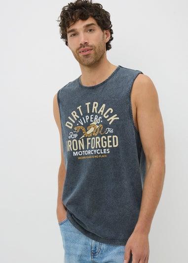 Dark Washed Acid Printed Vest