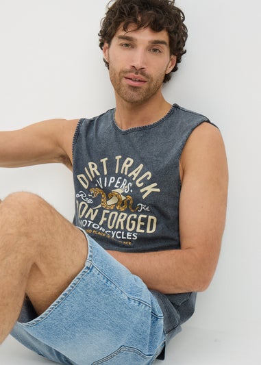 Dark Washed Acid Printed Vest