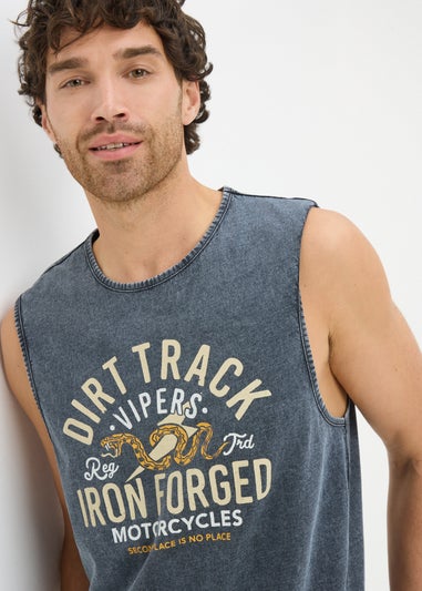 Dark Washed Acid Printed Vest