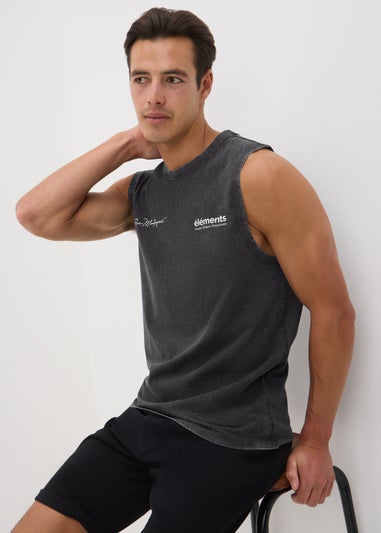 Black Washed Tank Vest