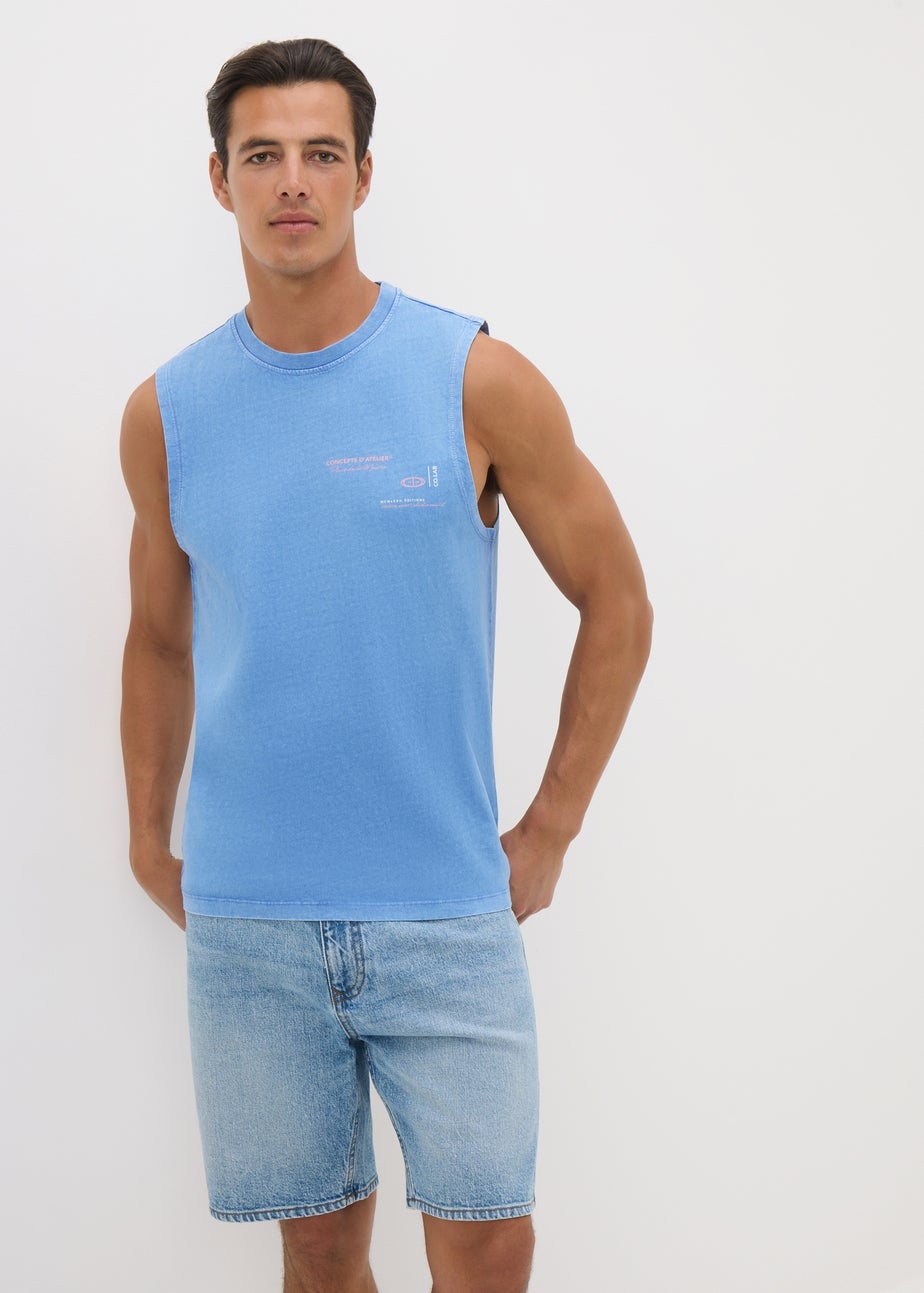 Blue Washed Tank Vest