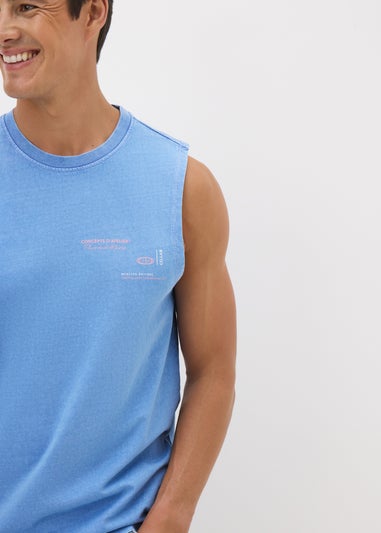 Blue Washed Tank Vest