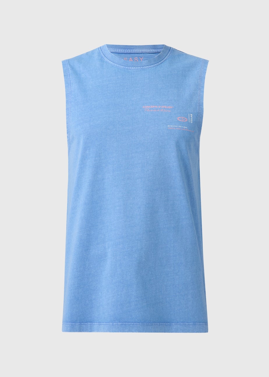 Blue Washed Tank Vest
