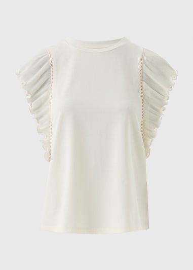 Et Vous Ivory Frill Sleeve T-Shirt