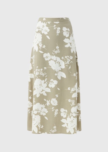 Sage Green Floral Flared Hem Midaxi Skirt
