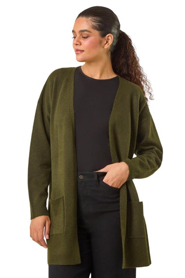 Roman Khaki Soft Knit Longline Cardigan