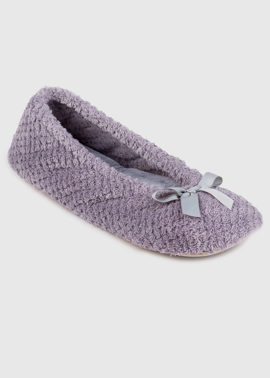 Totes Isotoner Grey Ladies Popcorn Ballet Slippers