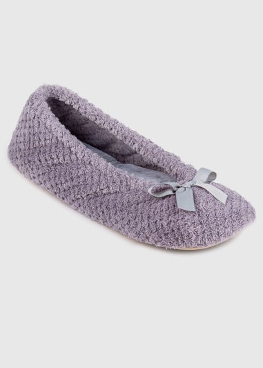 Totes Isotoner Grey Ladies Popcorn Ballet Slippers