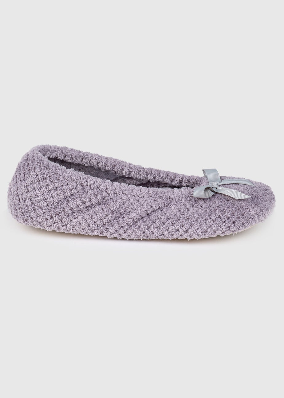 Totes Isotoner Grey Ladies Popcorn Ballet Slippers