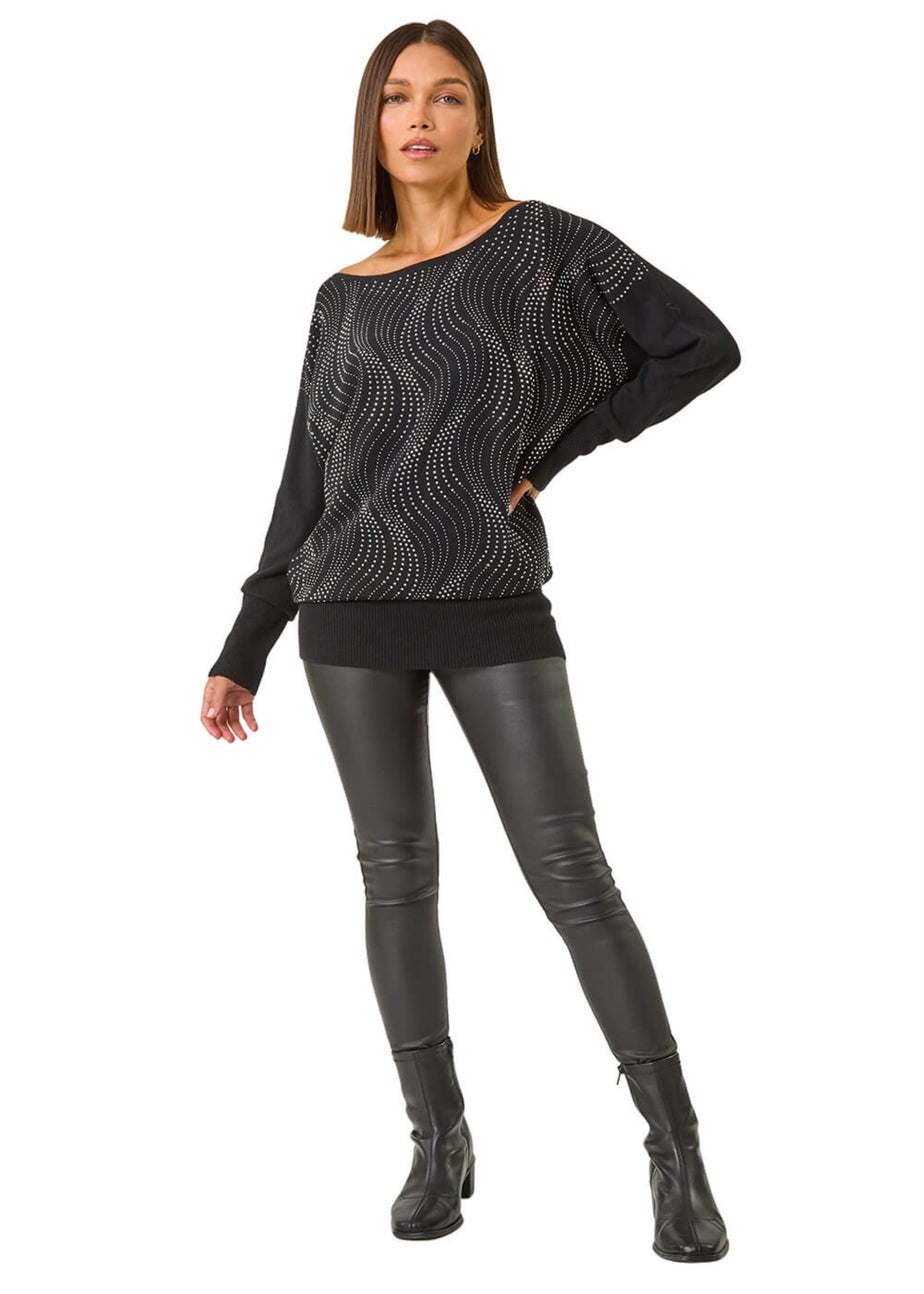 Roman Black Wave Hotfix Knit Jumper