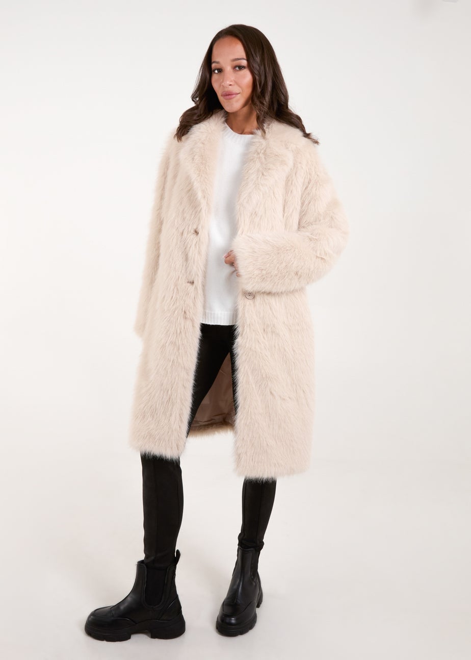 Blue Vanilla Stone Plush Fur Coat