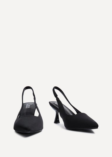 Linzi Izzie Wide Fit Black Lycra Sling Back Low Court Heel