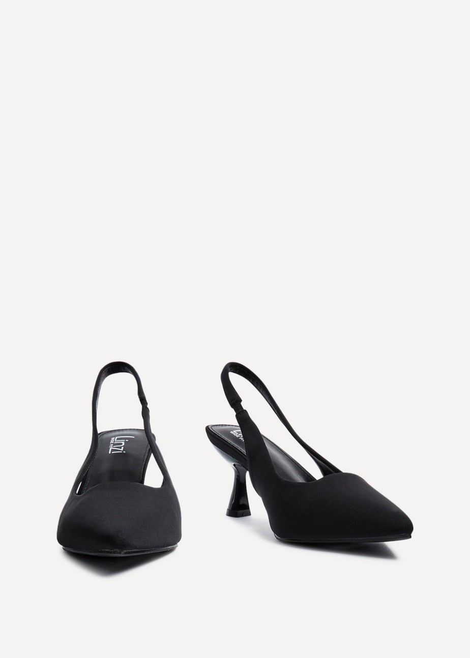 Linzi Izzie Wide Fit Black Lycra Sling Back Low Court Heel
