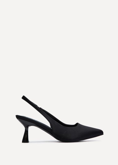 Linzi Izzie Wide Fit Black Lycra Sling Back Low Court Heel