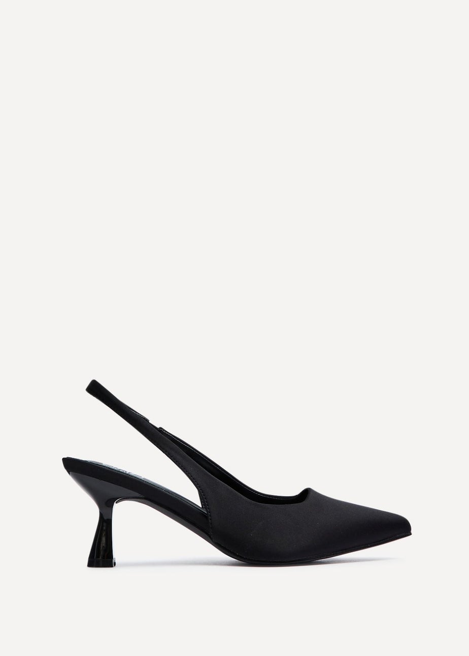Linzi Izzie Wide Fit Black Lycra Sling Back Low Court Heel
