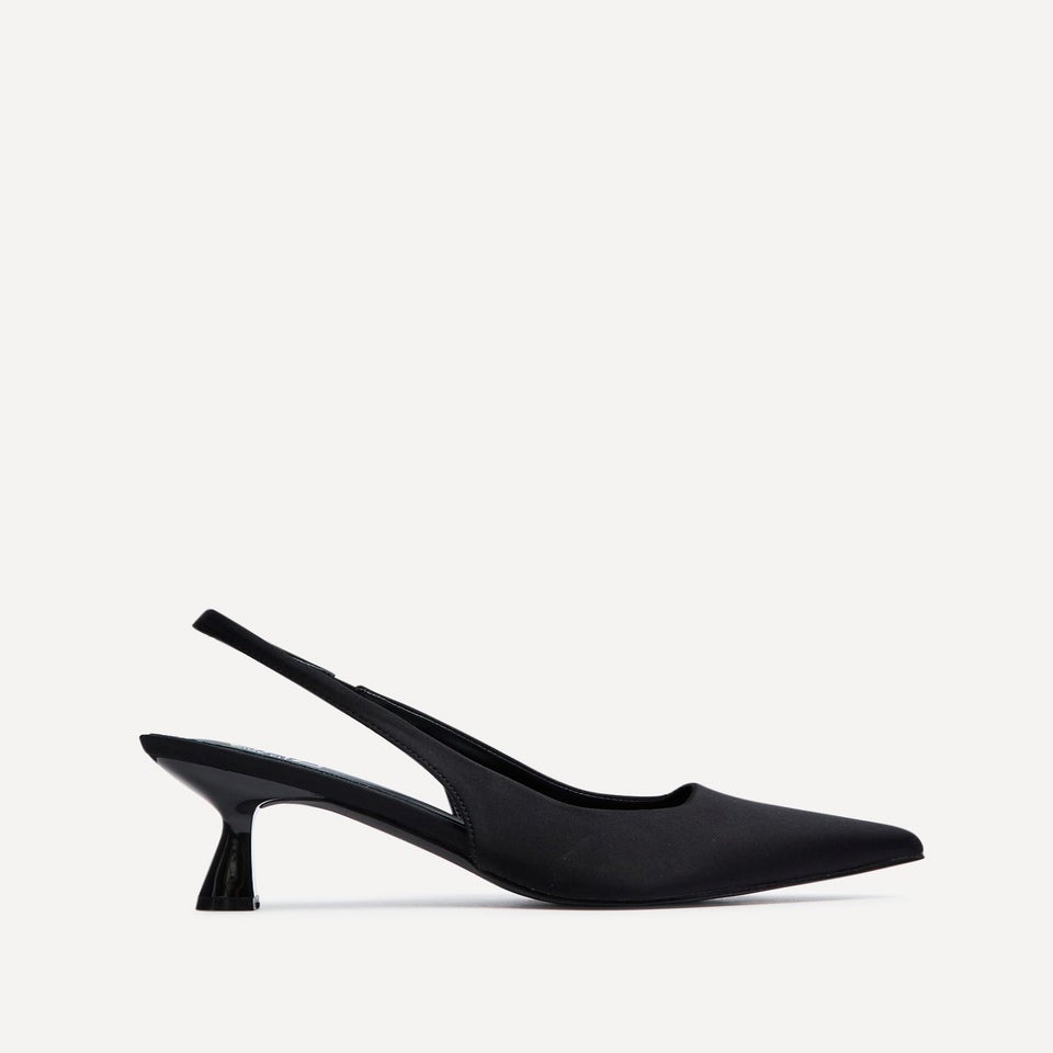 Linzi Izzie Wide Fit Black Lycra Sling Back Low Court Heel