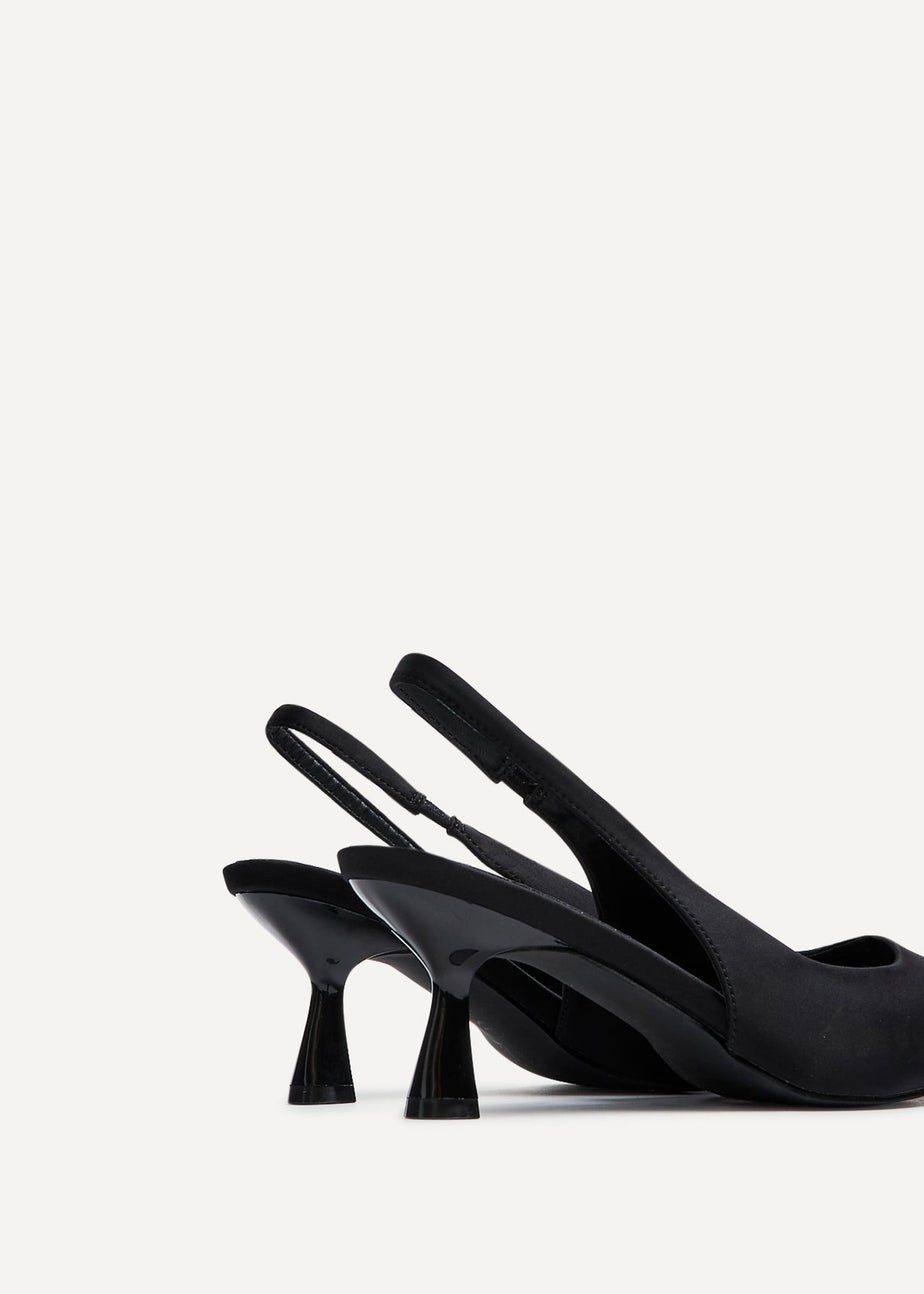 Linzi Izzie Wide Fit Black Lycra Sling Back Low Court Heel