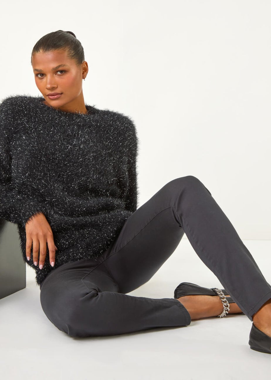 Roman Charcoal Elastic Waist 31" Denim Stretch Jegging