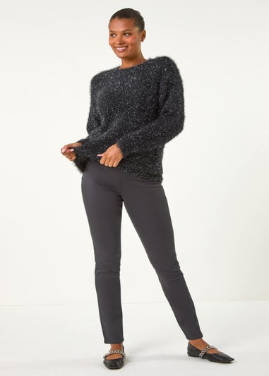 Roman Charcoal Elastic Waist 31" Denim Stretch Jegging