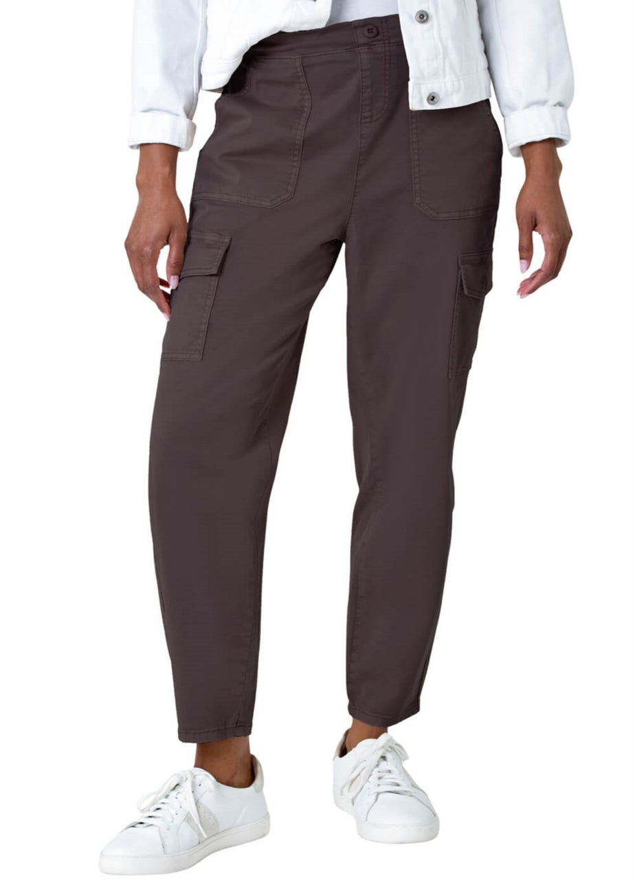 Roman Chocolate Casual Cargo Stretch Trousers