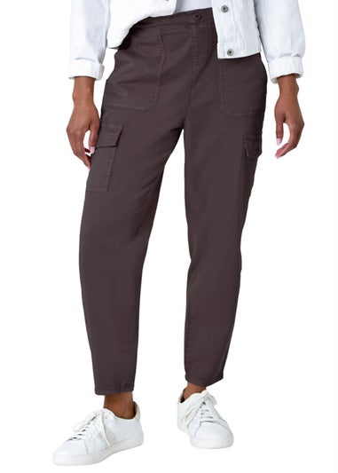 Roman Chocolate Casual Cargo Stretch Trousers