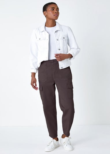 Roman Chocolate Casual Cargo Stretch Trousers