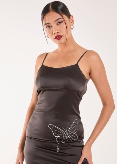 Pink Vanilla Black Rhinestone Butterfly Mini Dress