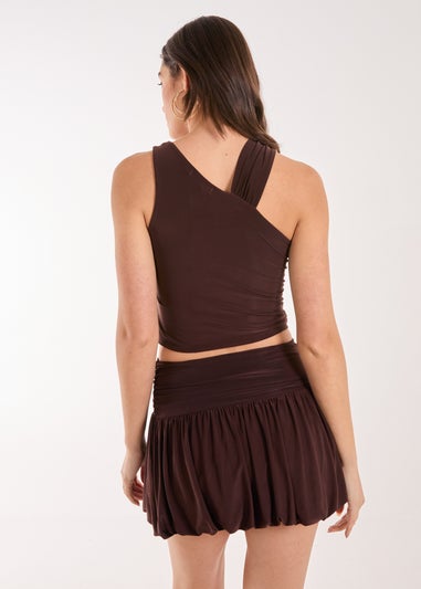 Pink Vanilla Chocolate Asymmetric Strap Crop Top