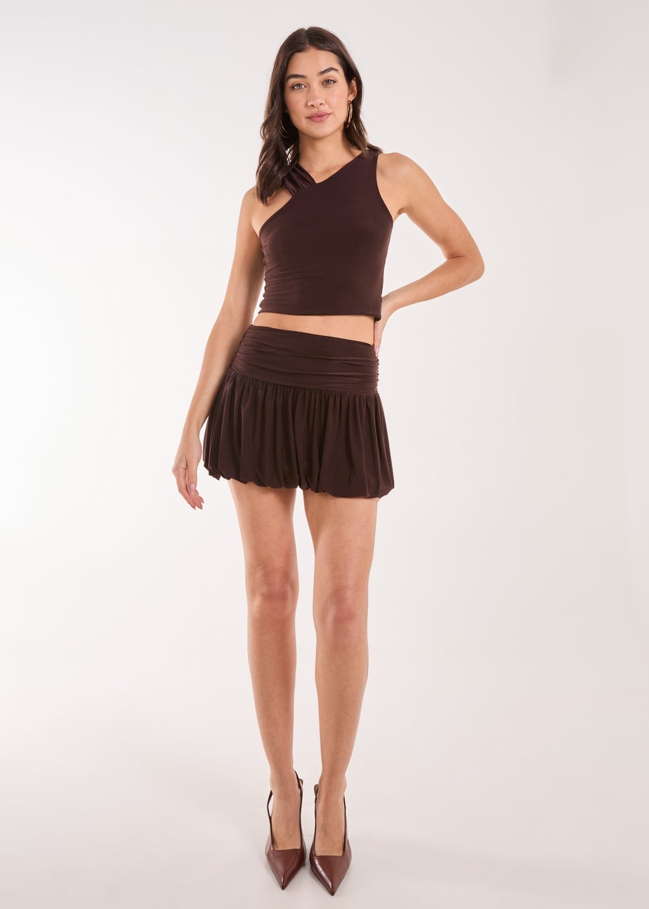 Pink Vanilla Chocolate Asymmetric Strap Crop Top