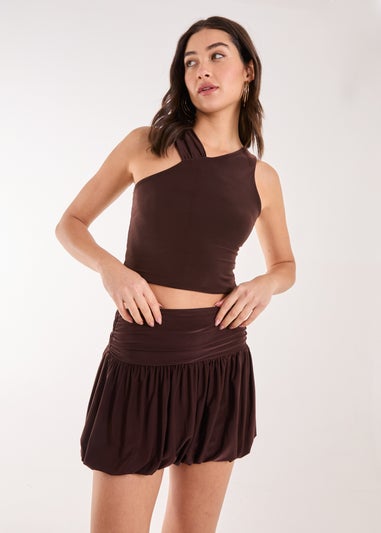 Pink Vanilla Chocolate Asymmetric Strap Crop Top