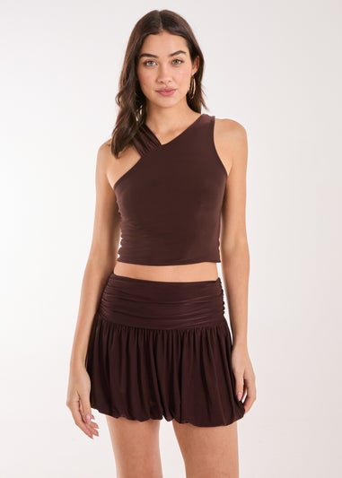 Pink Vanilla Chocolate Asymmetric Strap Crop Top