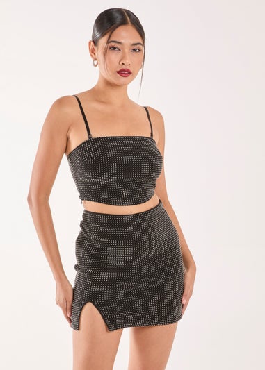 Pink Vanilla Black Rhinestone Multiway Corset Top