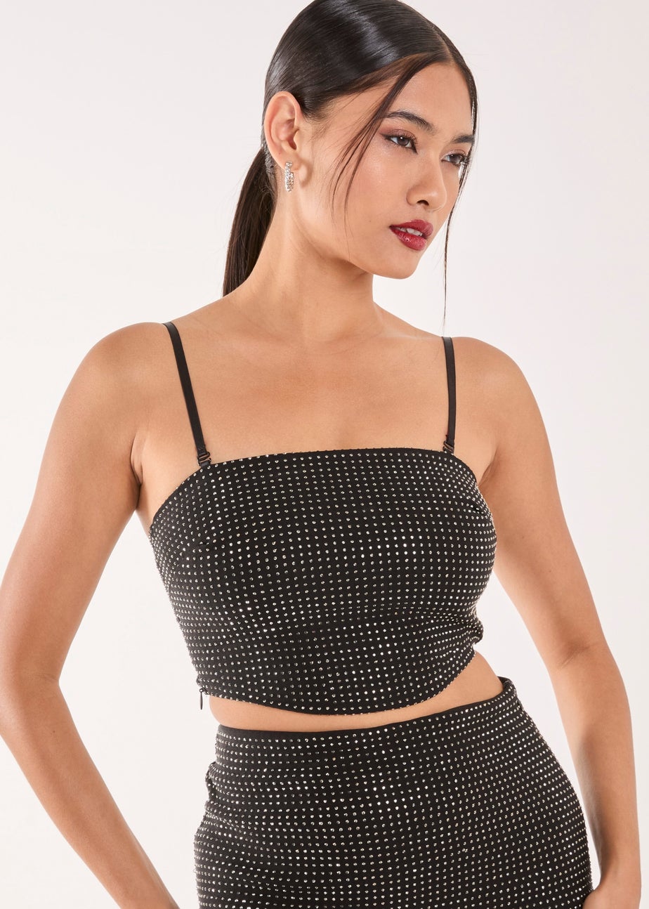 Pink Vanilla Black Rhinestone Multiway Corset Top