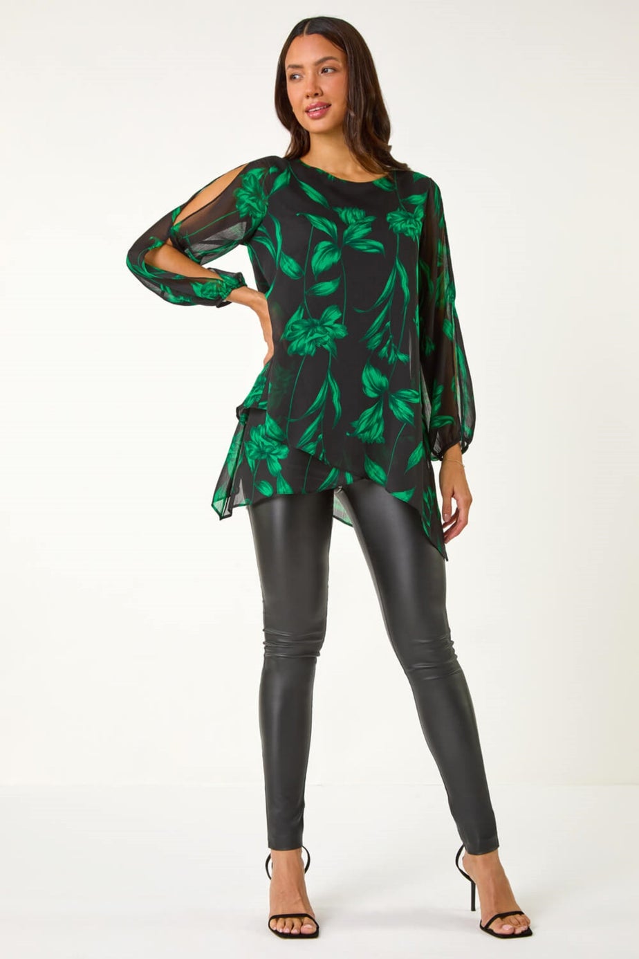 Roman Green Floral Layer Tunic