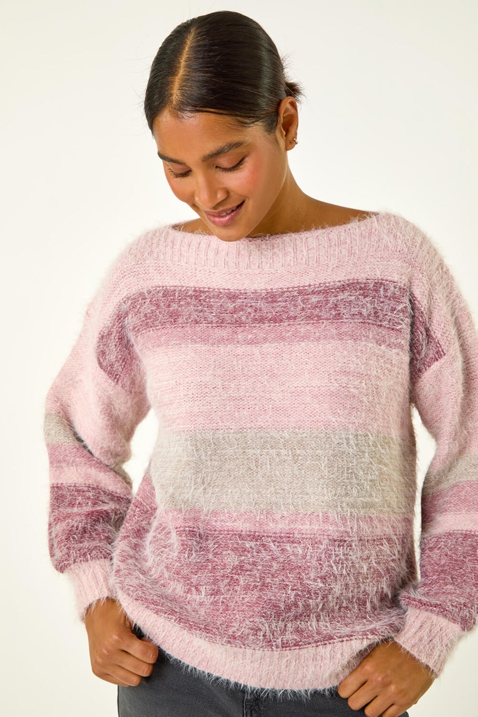 Roman Pale Pink Soft Stripe Knit