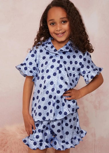 Chi Chi London Blue Girls Spot Print Pyjama Short Set (3-8 Years)